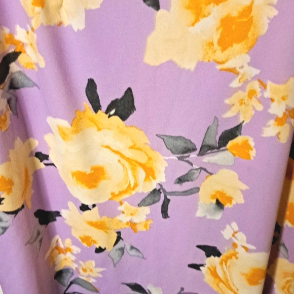 #40 Lavender Yellow Floral Maxi Skirt Waist 16.5" - Picture 2 of 2